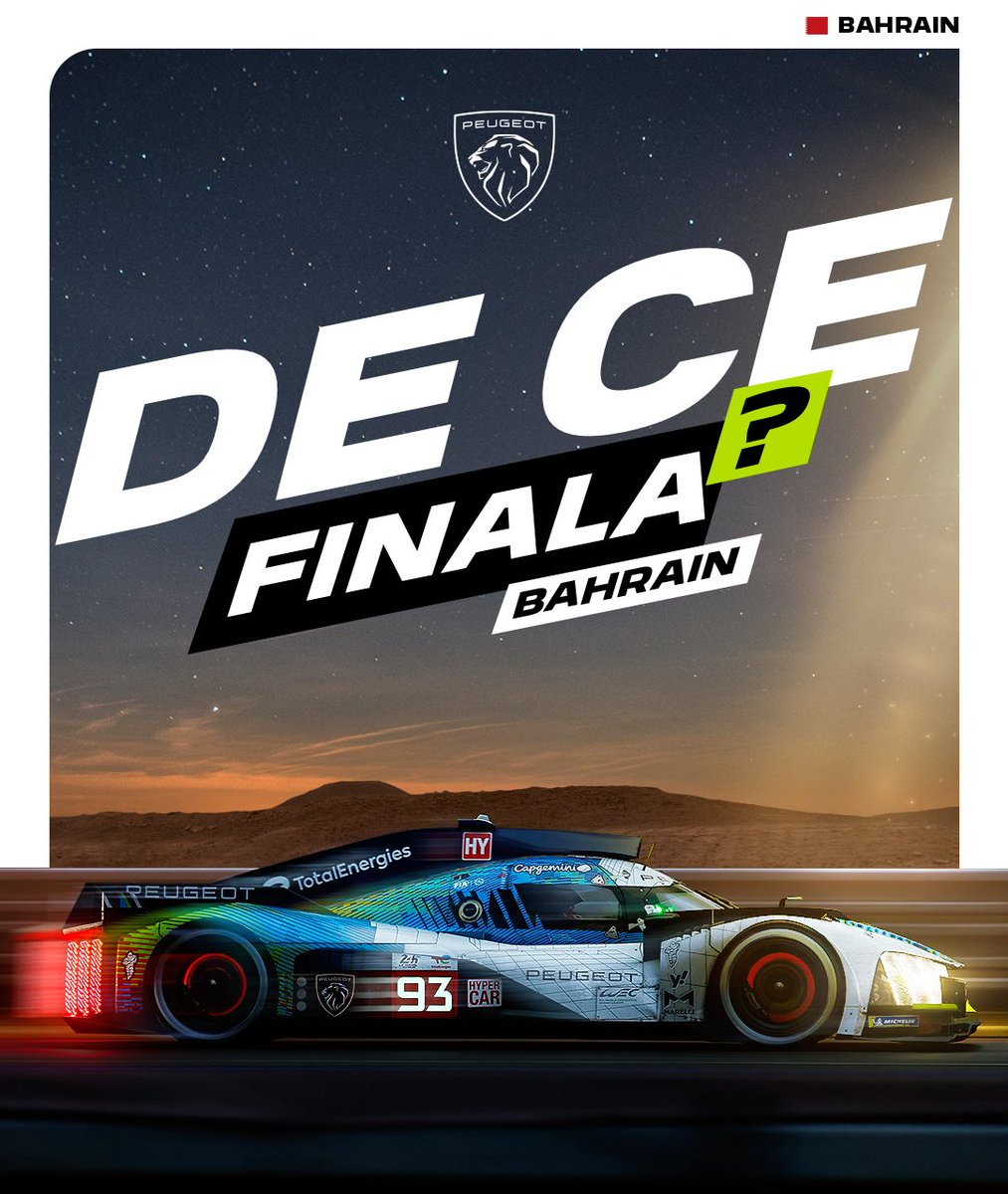 D-3 inainte de #8HBahrain! Circuitul International Bahrain vine cu mai multe provocari interesante. Cu linii drepte lungi, zone semnificative de franare si mai multe sectoare de viteza redusa, acest circuit necesita masini precise si manevrabile.#Peugeot9X8 #AllureBornToRace #WEC