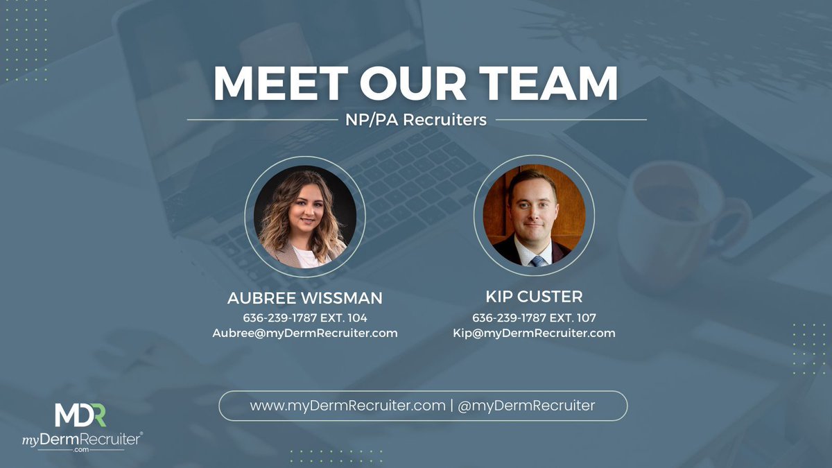 Are you a #Dermatology #AdvancedPracticeProvider contemplating a career move? If so, you need to know our Associate NP/PA Recruiters, Aubree and Kip!  Connect with them on LinkedIn or communicate with them directly from the myDerm Jobs® app: bit.ly/GetTheMyDermJo…! 

#DermJobs