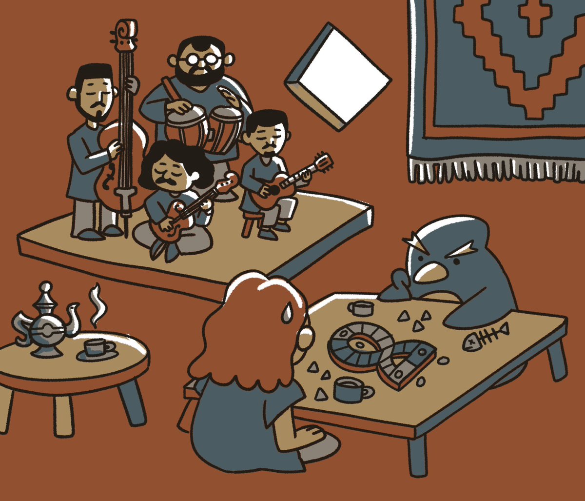 thatchsong's tweet photo. Moose drew this wonderful picture during our livestream on Sunday! You can still hop onto our YouTube and watch it!

We're so grateful to everyone who has supported Ports so far.

#newboardgame #newboardgames #indiegamedev #musiclivestream #artlivestream https://t.co/X24XZkHhIb