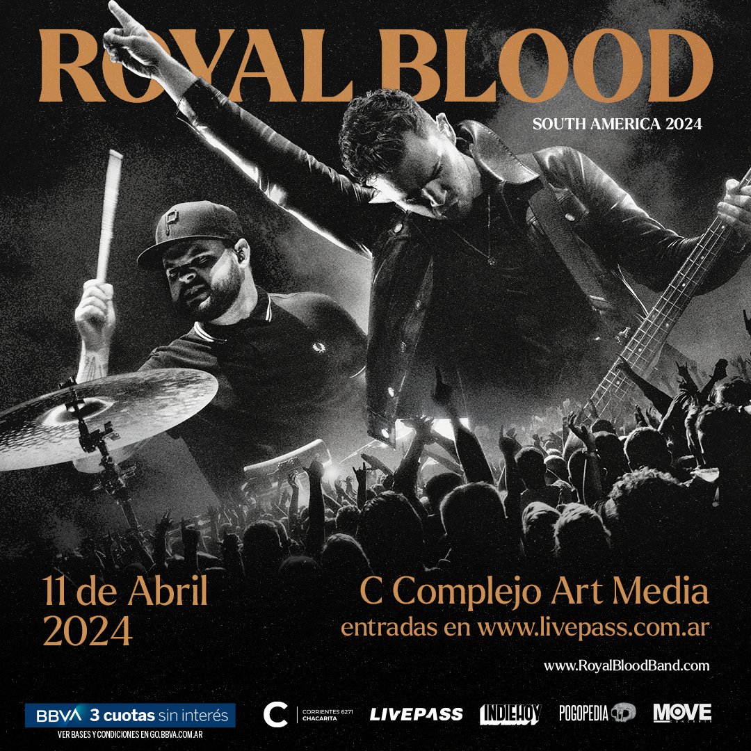 Move Concerts Arg (@moveconcertsarg) on Twitter photo 🔥 ¡Comenzó la Venta General para el show de Royal Blood en Argentina!
📆 11 de abril en el C Complejo Art Media
🎫 Entradas exclusivamente a través de <a href="/livepassarg/">Livepass Argentina</a>
💳 3 cuotas sin interés para clientes BBVA 🔥 ¡Comenzó la Venta General para el show de Royal Blood en Argentina!
📆 11 de abril en el C Complejo Art Media
🎫 Entradas exclusivamente a través de <a href="/livepassarg/">Livepass Argentina</a>
💳 3 cuotas sin interés para clientes BBVA