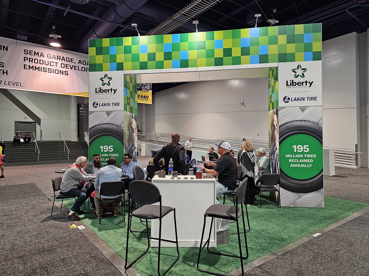We’re at the annual <a href="/SEMASHOW/">SEMA Show</a> in Las Vegas! Come visit the Liberty Tire and Lakin West teams at booth 41019 to discuss your tire and rubber recycling needs.