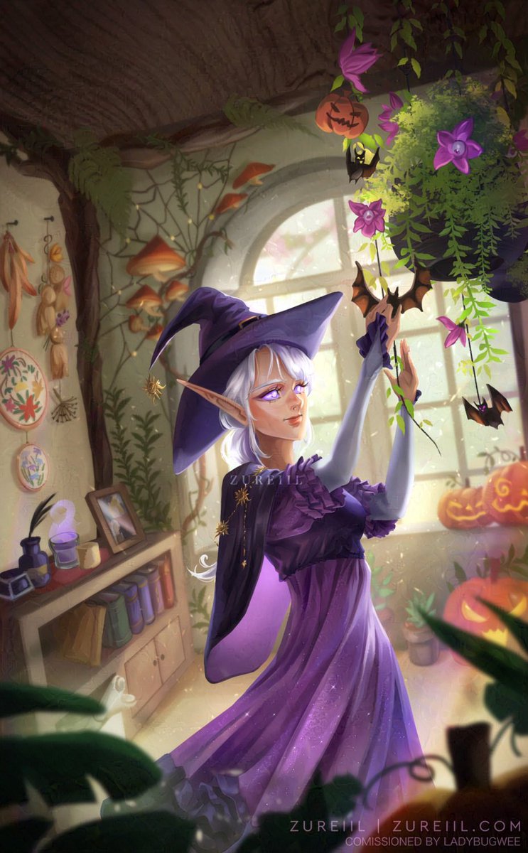 Zhenya and her witchy lil tasks 💜🎃