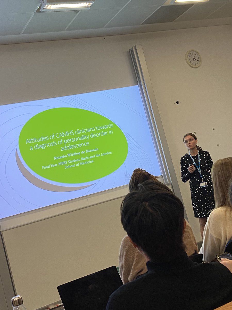 Final year medical student Natasha Wilding de Miranda presents research highlighting the attitude of CAMHS clinicians in diagnosing personality disorders in adolescents #ELFTResearch