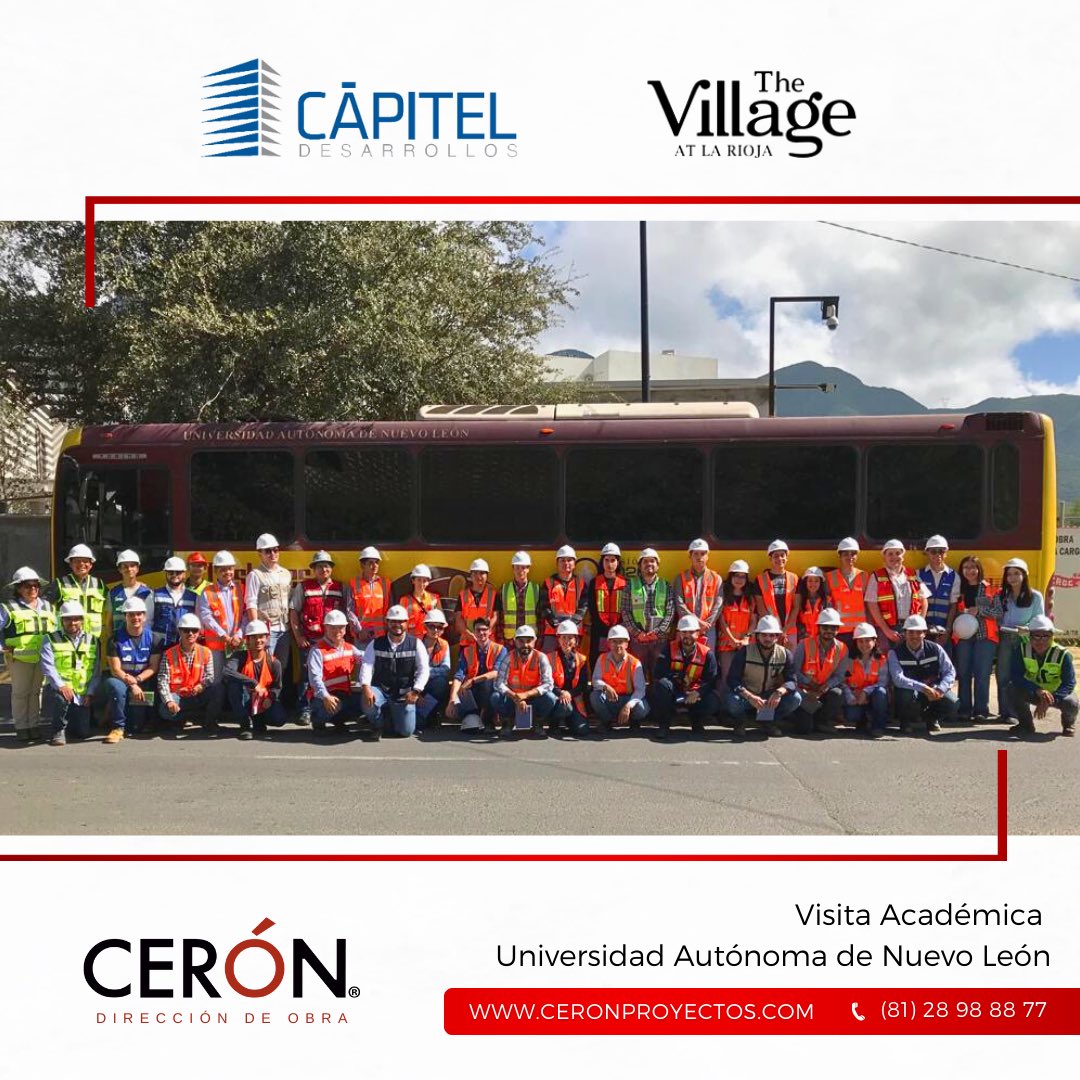 CeronProyectos's tweet image. Capitel Desarrollos empresa líder en el sector inmobiliario, apoyando la formación de futuros profesionistas en conjunto con la @Civil_UANL y la Universidad de Guanajuato se realizaron visitas académicas en los proyectos The Village at La Rioja y Kun2186