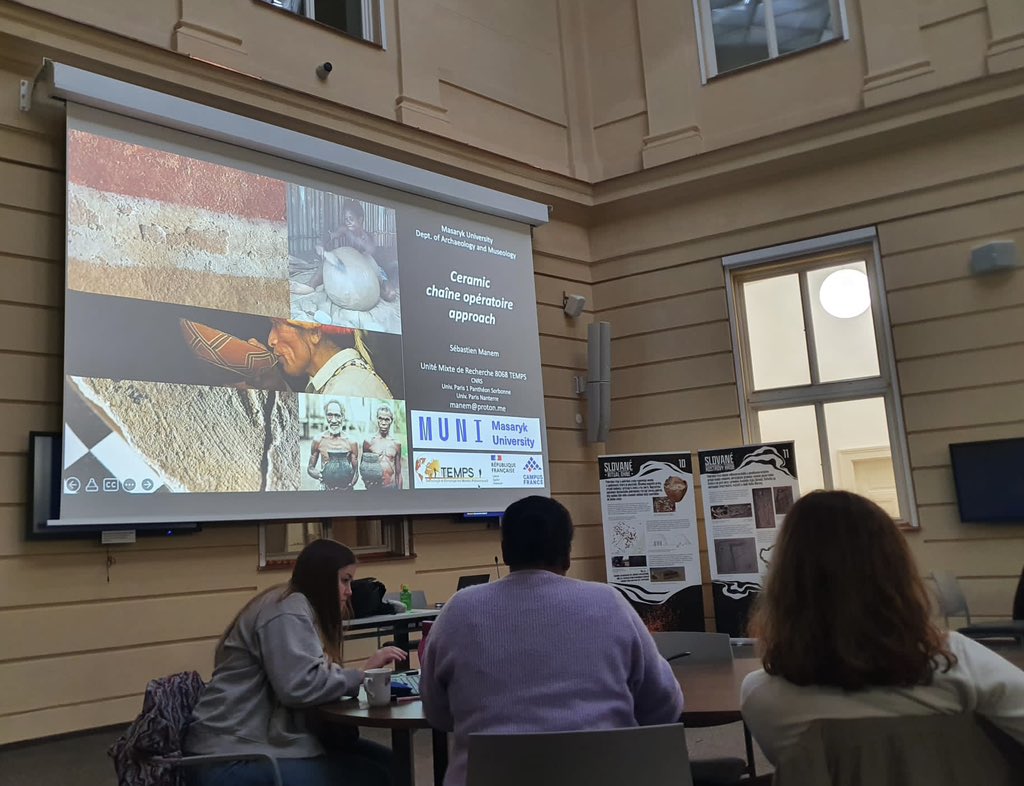 PamelaFragnoli's tweet photo. Fantastic day-trip to #Brno with my students, attending Sébastien Manem’s lecture on the #ceramic chaîne opératoire. Inspiring experience from the French school! #supervisorlife #archaeology https://t.co/29SCUMEv0X