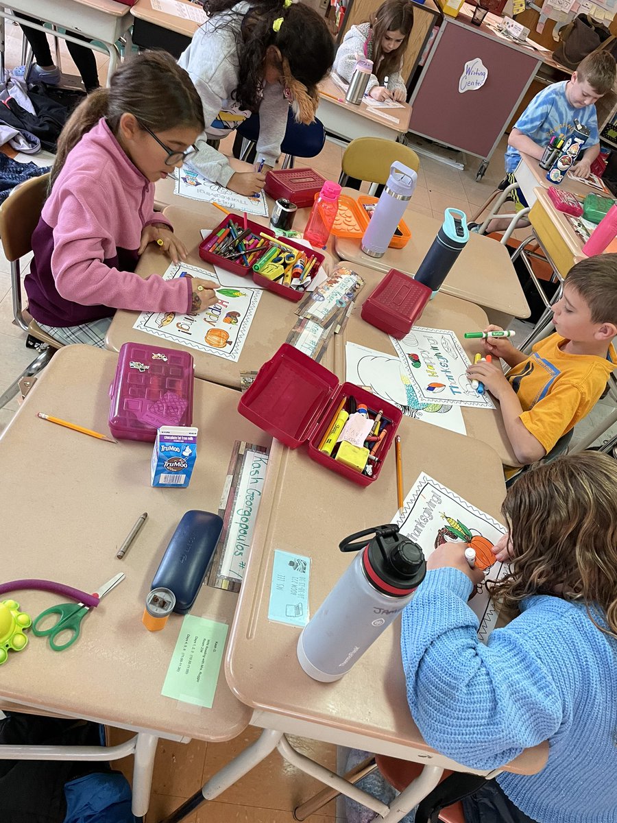 Making Thanksgiving placemats for the Nursing Homes in town