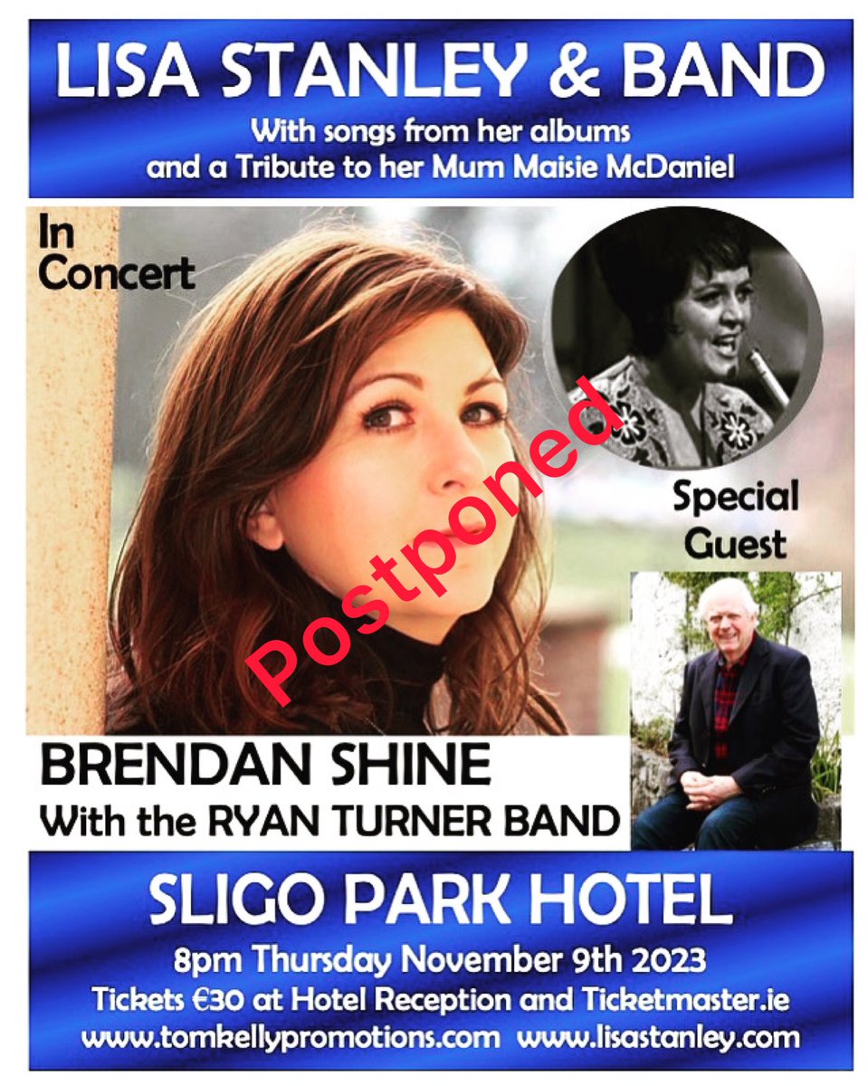 Unfortunately, due to unforeseen circumstances, my show at the Sligo Park Hotel is postponed, I’m so disappointed and was really looking forward to it, we will reschedule a new date at some point next year, so sorry to all the people who bought tickets, you’ll be refunded