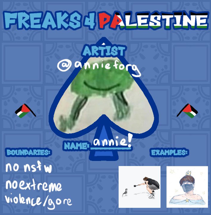 hey y’all i’m participating in #freaks4palestine !! read orange’s tweet for more info :)