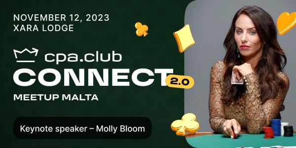 Join us in Malta on Sunday, November 12th for the CPA. Club Connect. The event aims to unite industry leaders for effective networking, with @ImMollyBloom as a VIP speaker 🎤 Use 'SIGMA#1' while booking your ticket and get -50% OFF! Get your ticket ⏳ hubs.la/Q027n_xm0