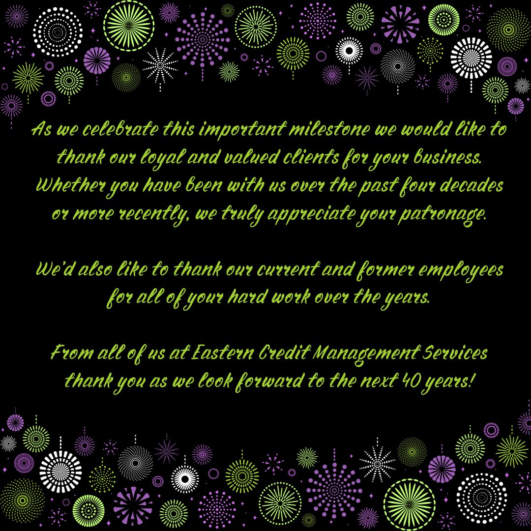 EasternCMS's tweet photo. It's our 40th Anniversary today; thank you to our clients and employees for all your support over four decades! #40thAnniversary #40YearsInBusiness https://t.co/tyv2aWCx68