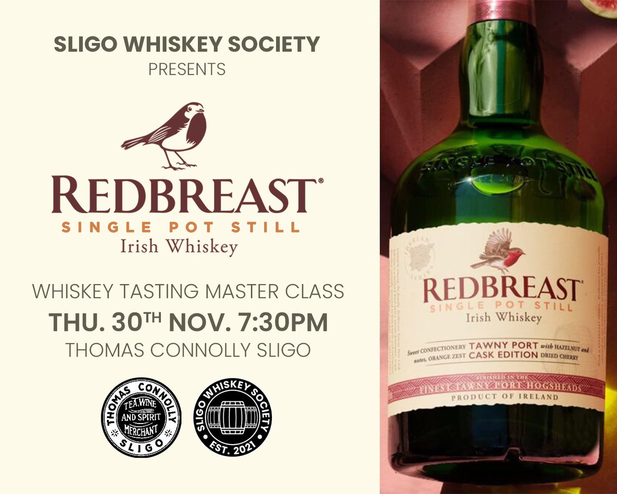 SWS Club tasting with Irish Distillers brand ambassador Matthew Smyth &amp; the Red Breast family.

Join us for a night of whiskey tasting as we sample some of their finest liquid.

*This is a members only event so members please check your email for tickets*