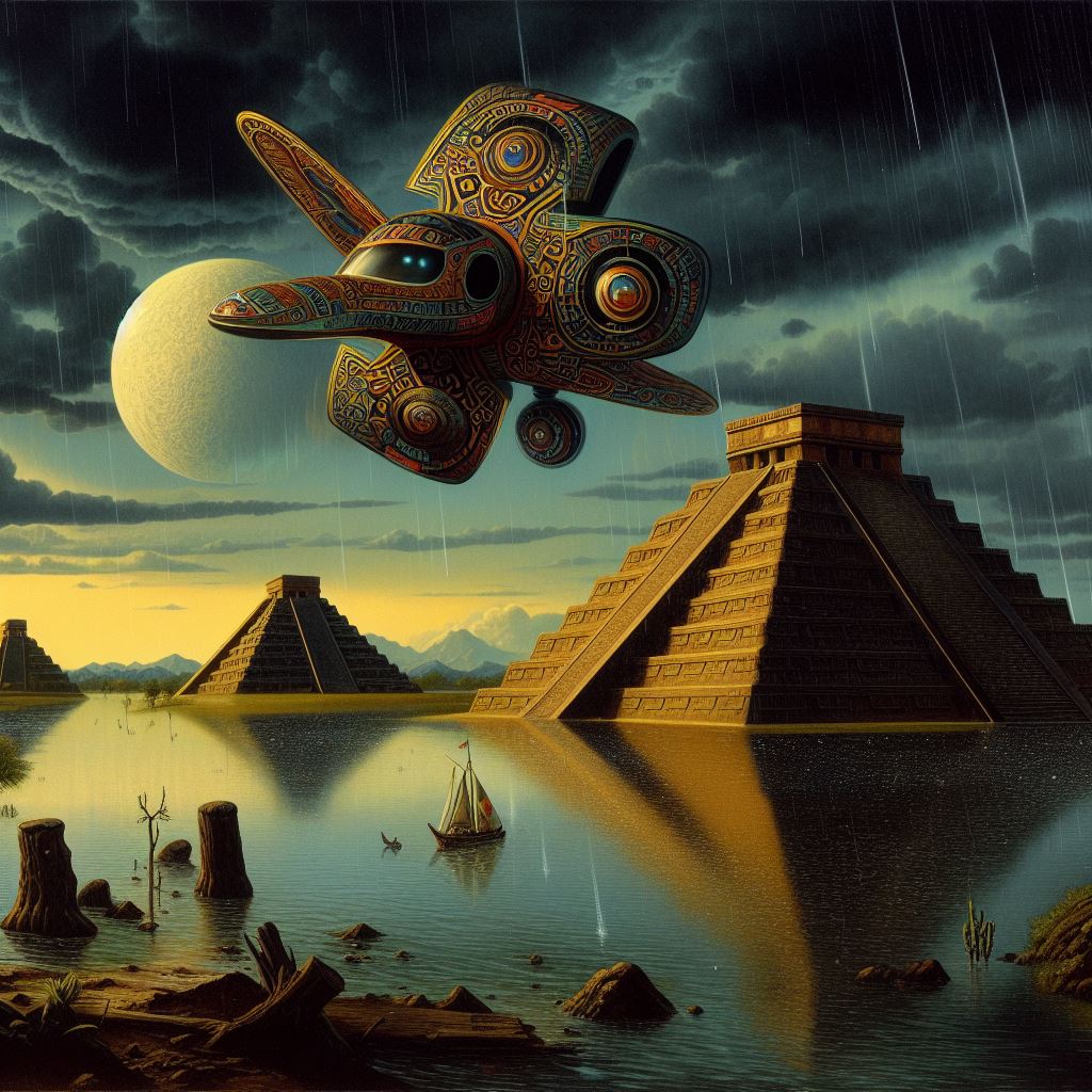 el__espejo's tweet image. An Aztec spaceship over Tenochtitlan. 

#aztecpunk #aztec #spacecraft #tenochtitlan #aztecs #pagan #indigenous #cosmic #utopia #aiart #digitalart #psychedelic #art #surreal #fantasy #magicrealism #arte #surrealista #psicodélico #paganismo #indígena
