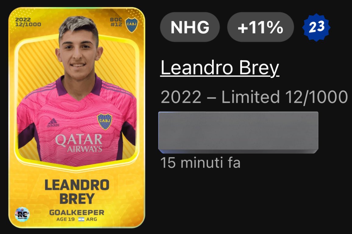 ALoneU23's tweet photo. #LastAdds • #Sorare
 
Today was an unexpected day🧨

3 great acquisitions all from South America, 2 already in Europe!!

A. Veliz FW act. #TottenhamHotspur 
Leandro Brey GK #BocaJuniors 
Gino Infantino MD act. #Fiorentina

Only #Under23 #JerseyMint #Gallery #SorareCollections https://t.co/JCaap0BqyD
