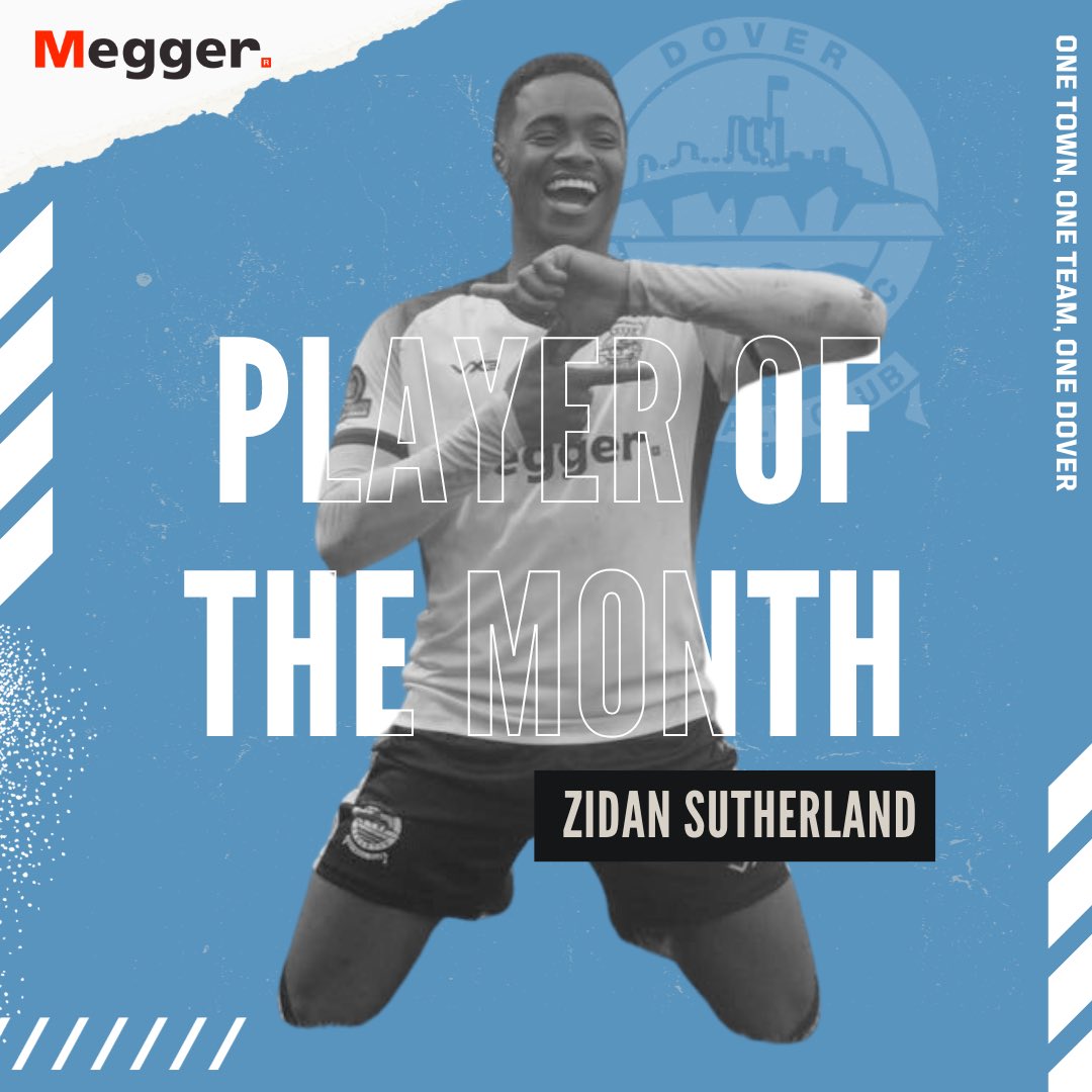 🏆 | Player of the Month…

With the lion’s share of the vote, your @MeggerUK player of the month is our No.9 <a href="/Zidansutherland/">ZidanSutherland9</a> ! 🥇

Congratulations Zid 👏

#OneTownOneTeamOneDover ⚪⚫️