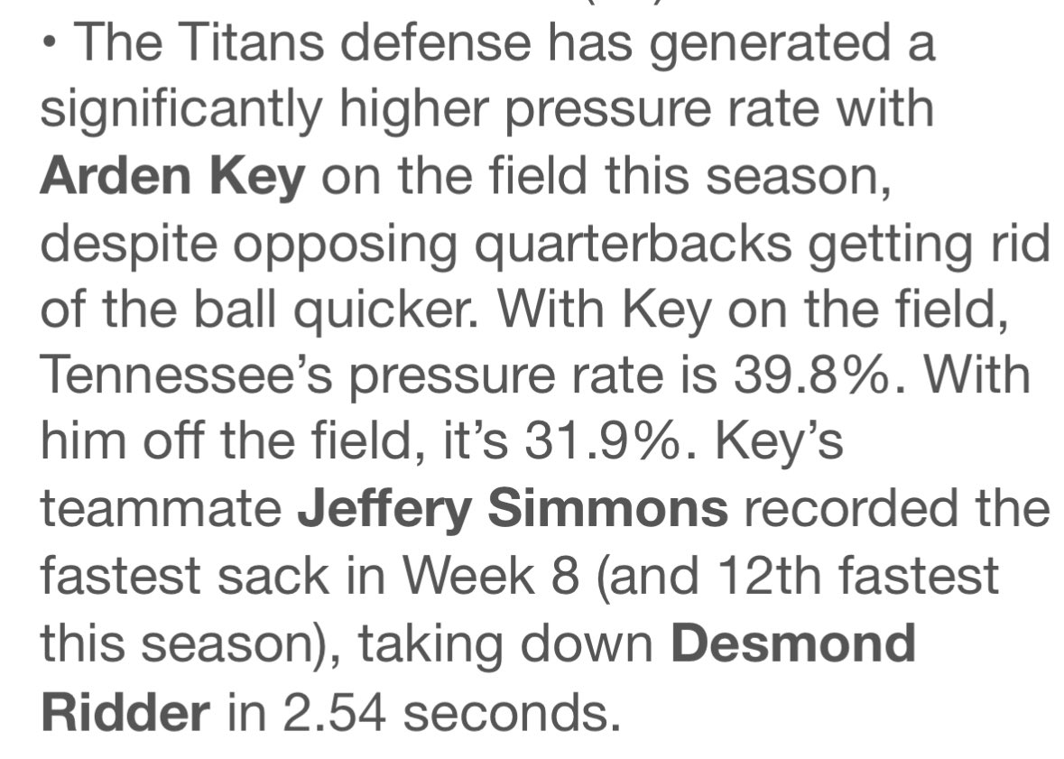 PaulKuharskyNFL's tweet photo. Arden Key is having more influence than we see. From ⁦@NextGenStats⁩ #Titans https://t.co/Xmogh2HXoo