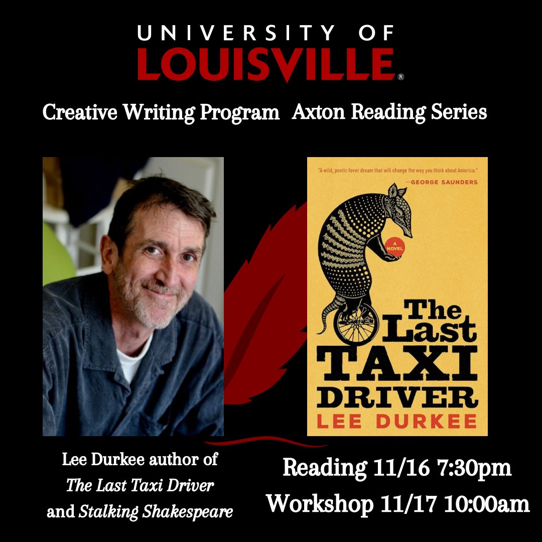 Coming soon to a University Writing Center near you, essayist and memoirist Lee Durkee! Lee will be giving a reading on November 16th at 7:30pm in the @uoflwritingctr. And don’t miss the special workshop that Friday at 10am in Bingham 300.