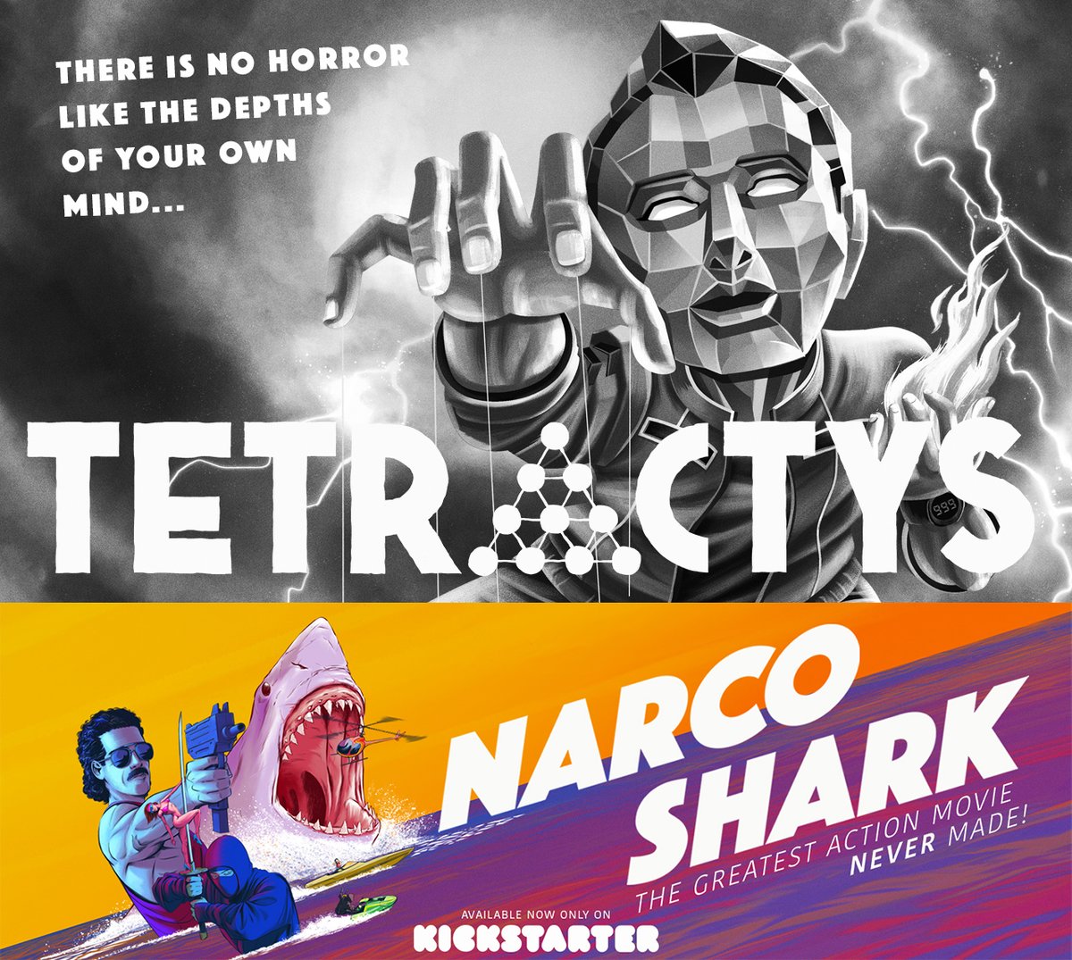 musikedidiable's tweet photo. Spooky season is over but you can still help us finish TETRACTYS,  a surreal horror film and spiritual sequel to NARCO SHARK aka 'The Twin Peaks of Sharksploitation Films'.

Check out the trailer, rewards and more, over at Kickstarter!

https://t.co/oZdqBxPKQ5 https://t.co/nr6Sd7FsNz