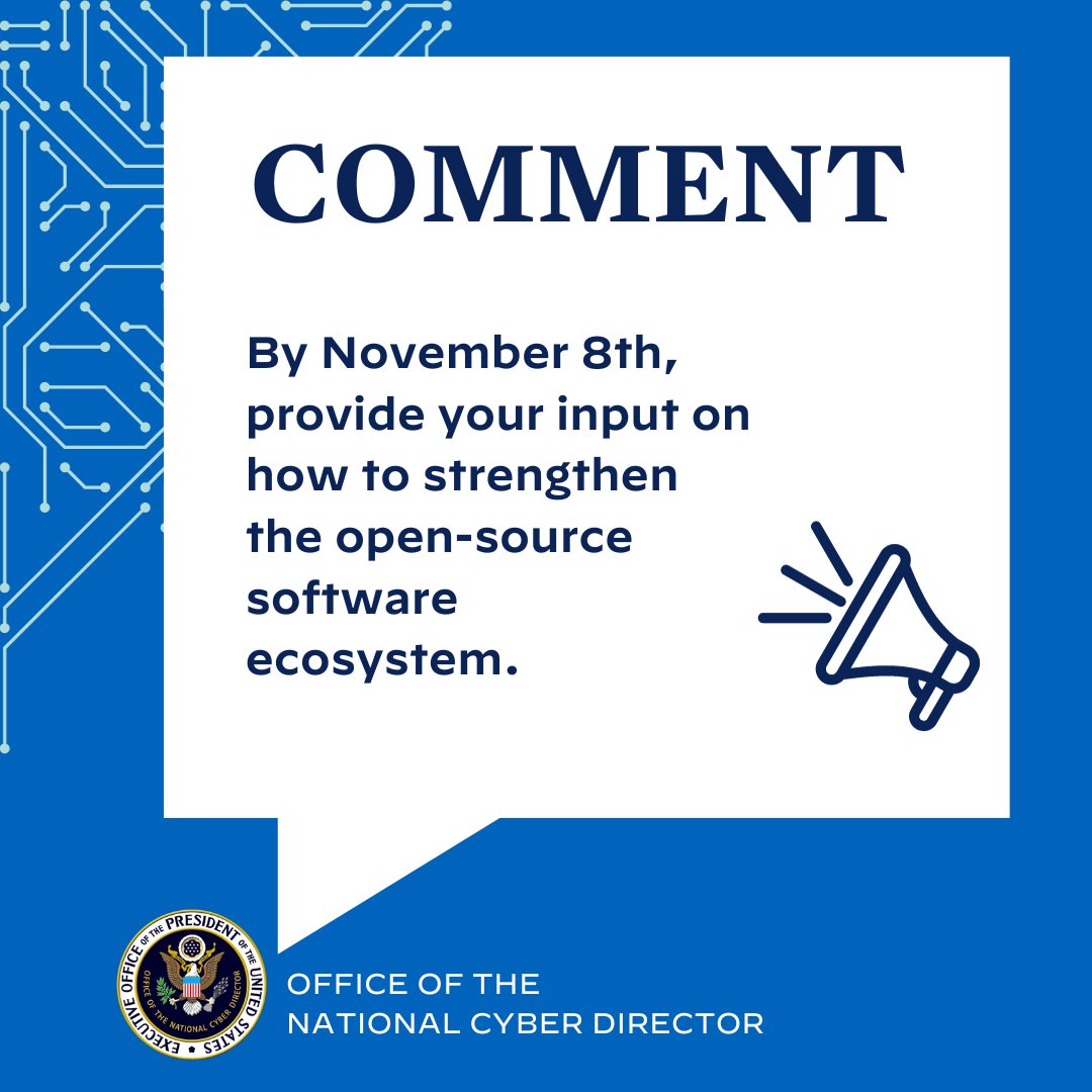 📅The deadline for commenting on open-source software ecosystem enhancement is November 8th at 5:00PM EST. Don't miss your chance to contribute to the conversation and help shape the future of open-source technology.
whitehouse.gov/wp-content/upl…