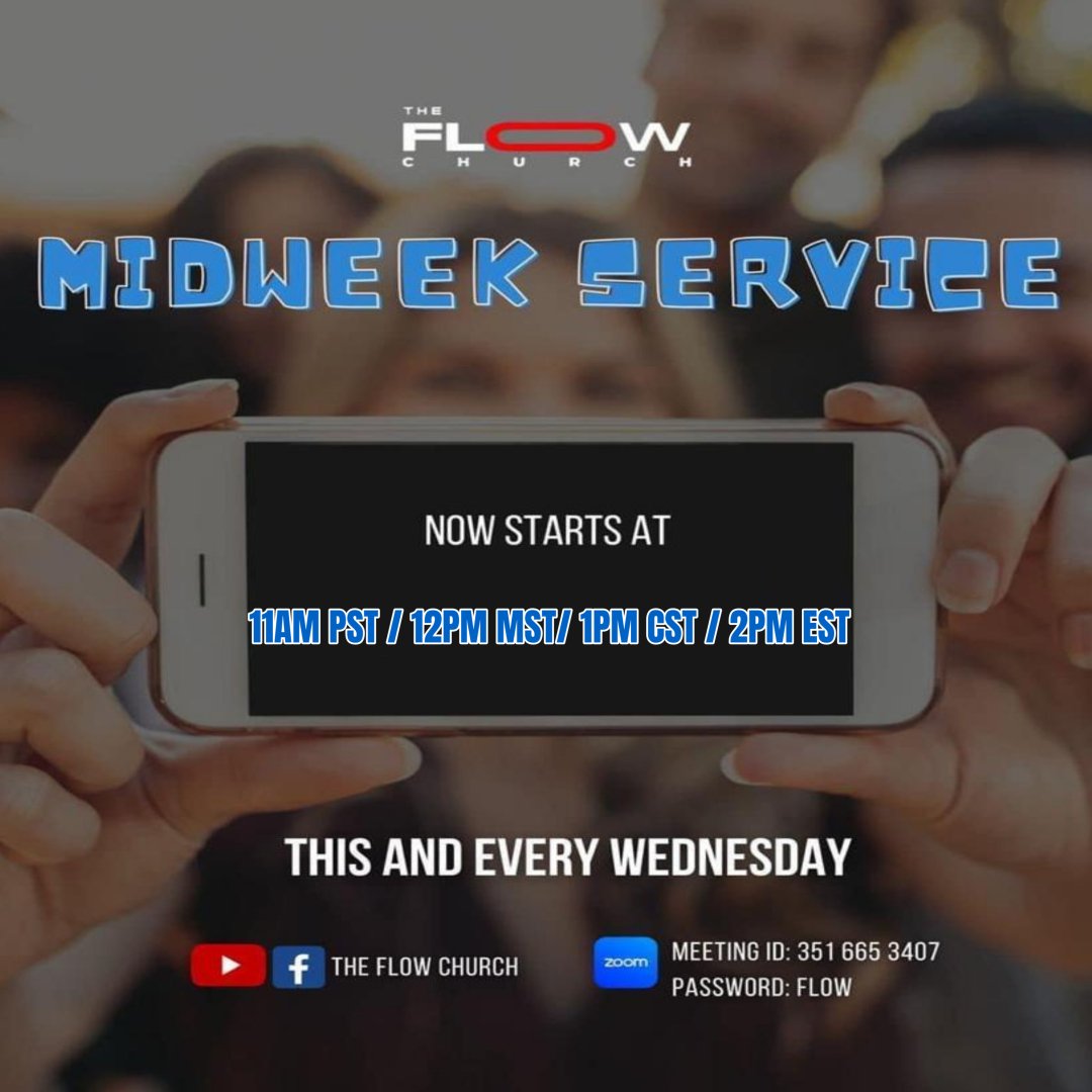 NEW TIME but same life-changing experience as our Flow Midweek service comes to you live this Wednesday at 11 am PST.

You do not want to miss it!

#FlowChurch #Midweek #FlowWithMe