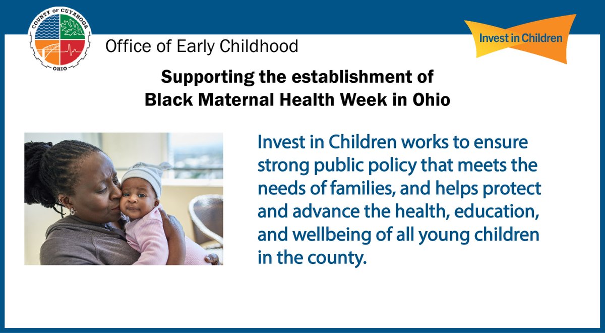 Today Invest in Children submitted testimony to the Ohio House Public Health Policy Committee in support of HB-190; a bill that would establish April 11-17 as Black Maternal Health Week. Read our testimony tinyurl.com/2a5tpd38