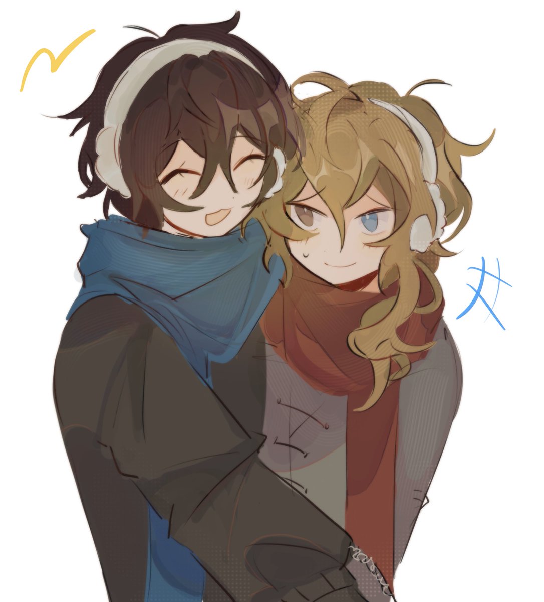 #bsd #dazai #chuuya ill post halloween art tomorrow erm christmas first