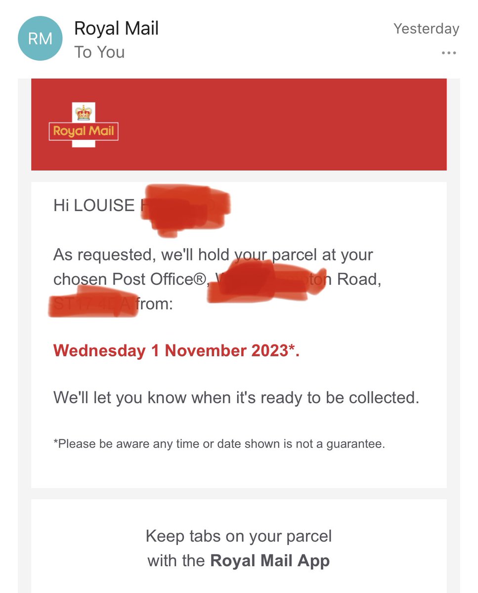 louh75's tweet photo. @RoyalMail ….are u ok bab? Silly me, I assumed that if u provide a service on your app to ‘change delivery details’, &amp; subsequently have an email conf. to say you’ll do just that! I would then not receive a delivery failure to the address that I changed it from today!!!! https://t.co/G82aIKVRW6