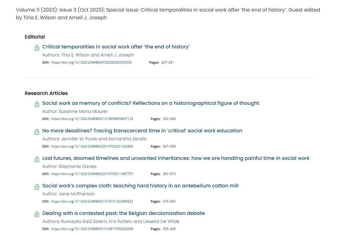 Our latest special issue revisits how social work thinks and history and freedom. Find it here bristoluniversitypressdigital.com/view/journals/… 

#Feminism #SocialWork <a href="/janemcphers/">Dr. Jane McPherson</a> @RuttenKris <a href="/maddiebrockbank/">dr. maddie brockbank 🍉🇵🇸</a>