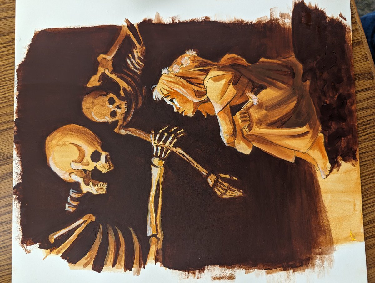 JustBeckah's tweet photo. Spooky scary skeletons
....
Listened to that for 3 hours while painting this. I totally forgot about this Halloween song until my husband asked if that was my inspiration 😆 https://t.co/2jjkm56iHZ