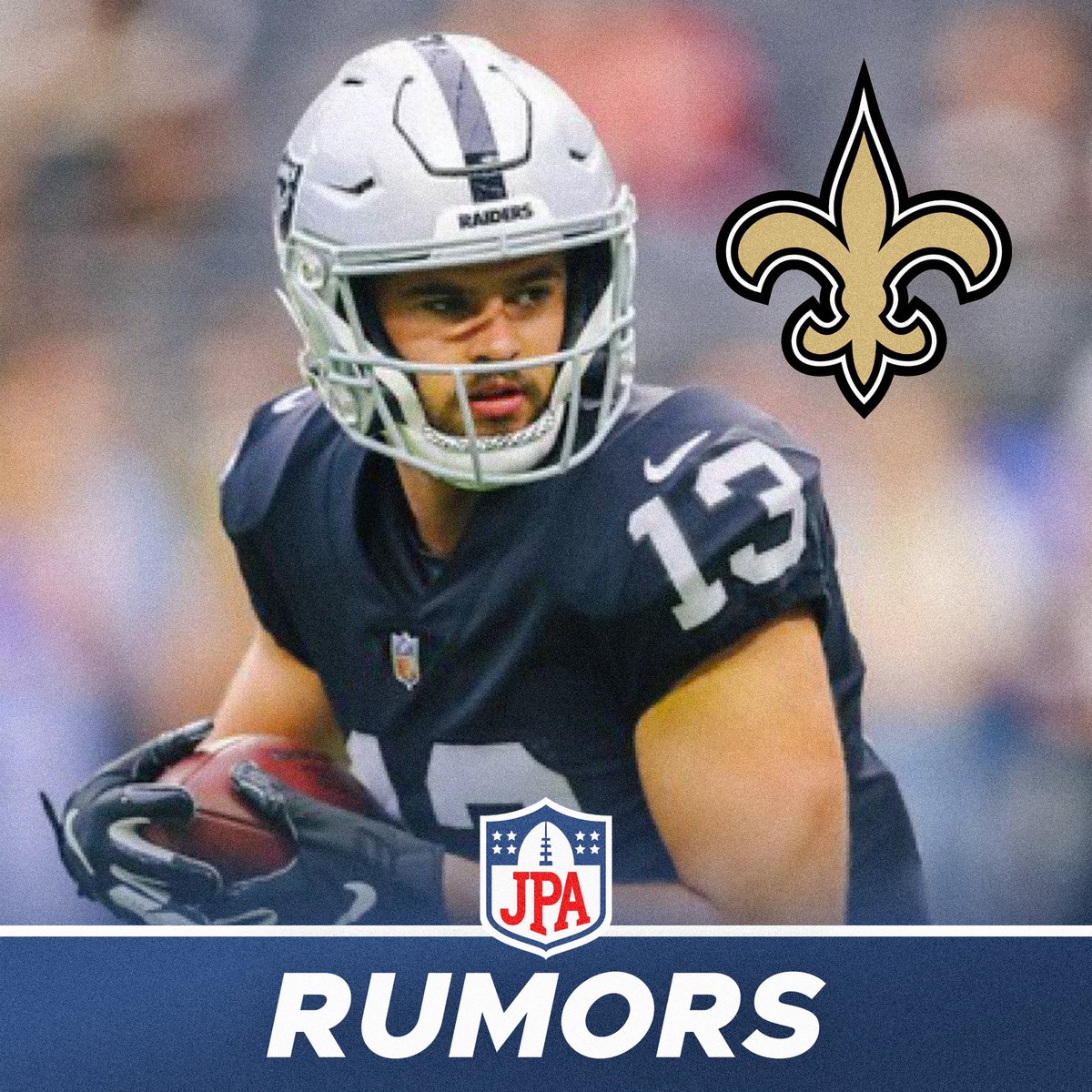 jasrifootball's tweet photo. 𝗥𝗨𝗠𝗢𝗥𝗦: The #Saints got “very close” to trading for #Raiders WR Hunter Renfrow, per @RapSheet 

Would’ve been a good move to reunite Renfrow with Derek Carr.

Full Report: https://t.co/A6mGccRJ8q https://t.co/ZFTMTipfgn
