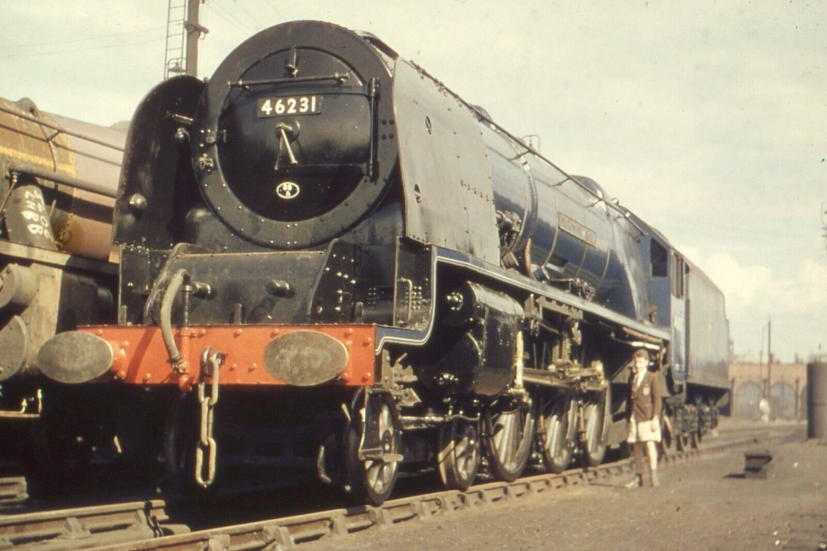 Having received Express Passenger Blue following a time in Ultramarine, Coronation 46231 Duchess of Atholl looks rather impressive aside a fellow Stanier workhorse in primer at Crewe in January 1951. Built non-streamlined, it was withdrawn 29 December 1962 from 27A Polmadie Shed.