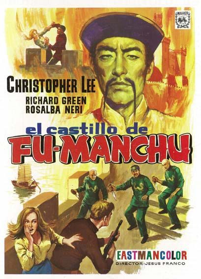 TheFilmFair's tweet photo. Spanish film poster for #TheCastleOfFuManchu (1969 - Dir. #JessFranco) #ChristopherLee #RichardGreene #RosalbaNeri #MariaPerschy https://t.co/xAvDCGulUz