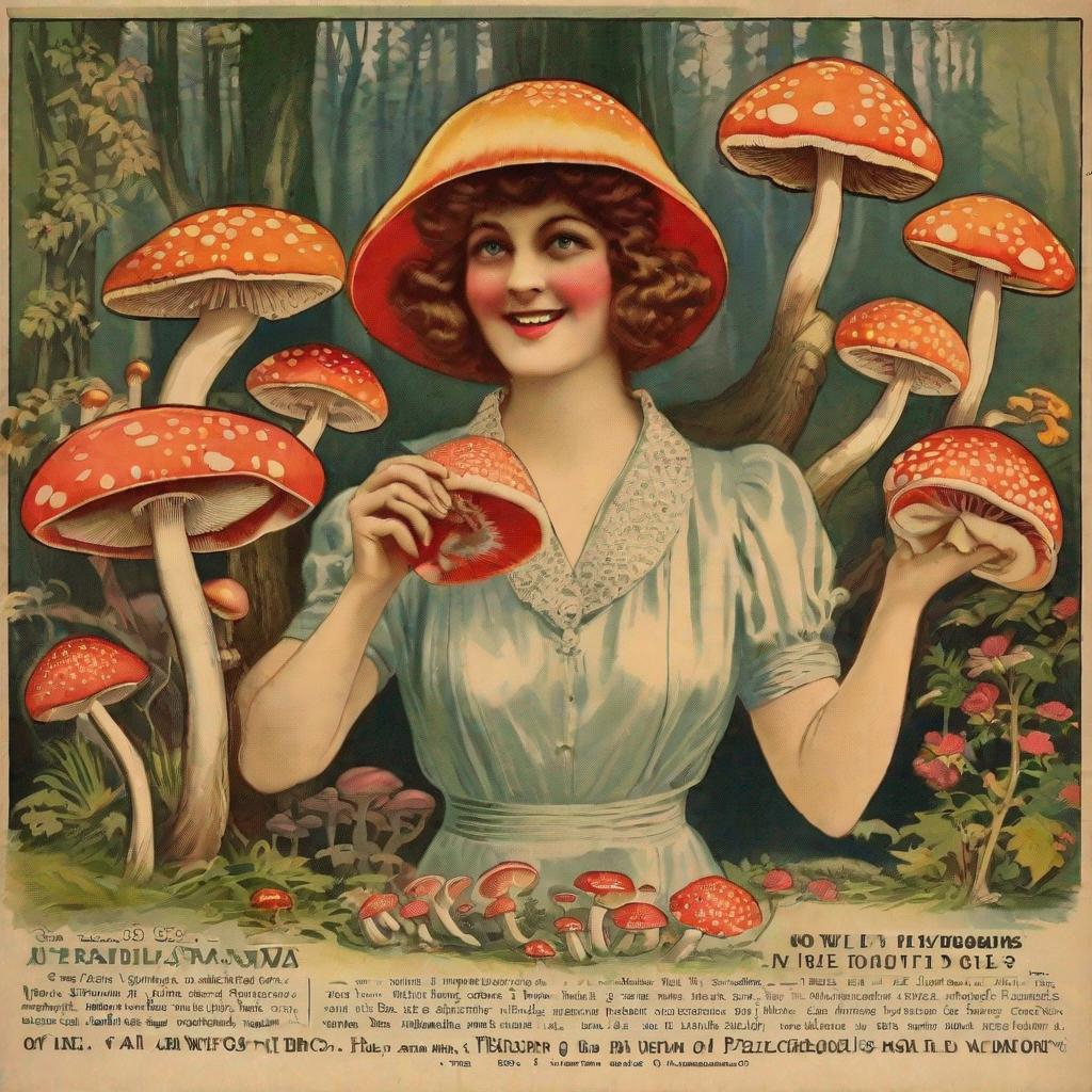 AICantDrawHands's tweet photo. What do you call a lady who wears a mushroom on her head? A fun-gal! 🤣 #mushroom #vintage #art #poster #nature #fungi #amanita #polkadots #forest #mushrooms #joke #pun #funny #stonerart #mushroomart #shroomart #psychedelicart #vintage #lol #parody #920 #vintageads #trippyart https://t.co/bf6fqCY4Ve