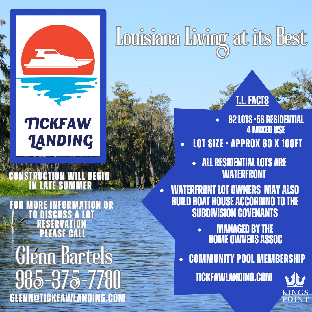 Construction  will begin at the end of Summer - are you ready to live your best Louisiana lifestyle in our waterfront community?  #tickfawlanding #glennbartels #louisianaliving #killian #waterfrontcommunity #boating #fishing #family #fun #kingspointcojnsulting #kingspoint #kin...