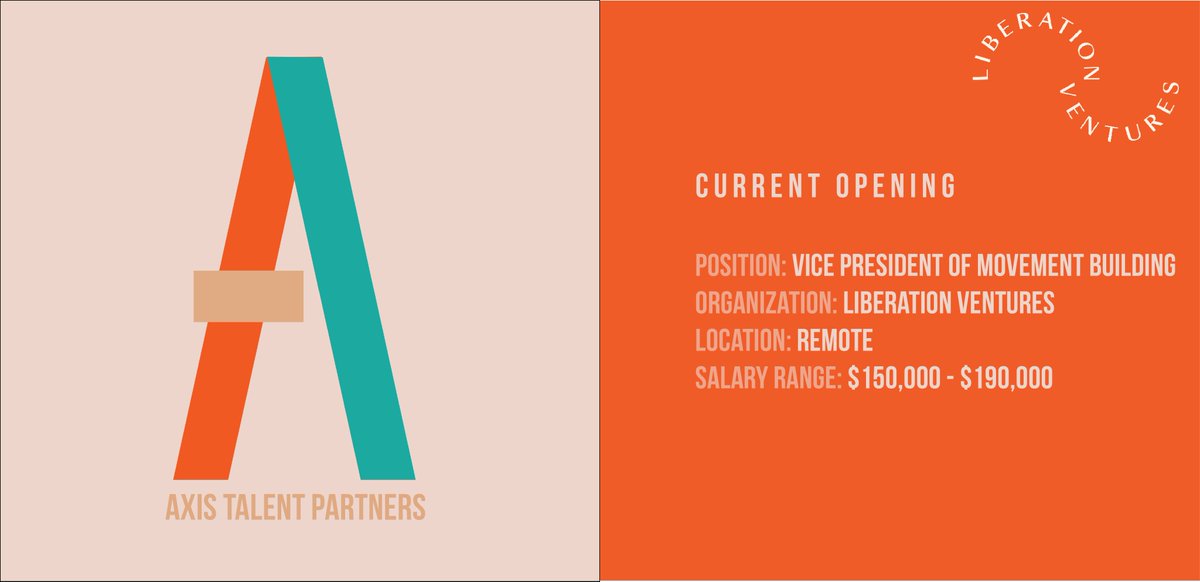 Axis Talent Partners has joined Liberation Ventures (@racialrepair) in their search for their first ever VP of Movement Building. See more about this position and apply here: bit.ly/axs-lv-1

#nonprofitexecutivesearch #blackreparations #axistalentpartners