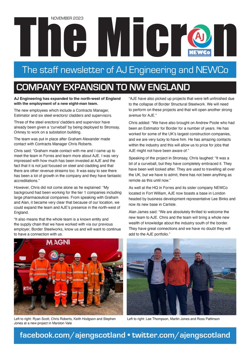 The latest edition of the company newsletter is now available. 

You can find it and another news items here: ajengineering.co.uk/news/