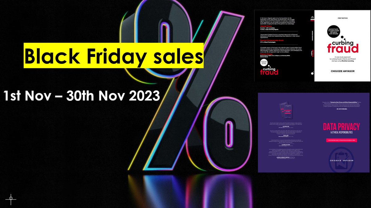 anyasorchigozie's tweet image. Black Friday Sales

Get my e-books now for a discounted price from the 1st to 30th of Nov, 2023.

Curbing Fraud - A case study approach to curbing frauds in Banks and Fintech startups using Machine Learning. (price reduced from N7,000 to N4,000)
==&amp;gt; selar.co/609b11

Data…