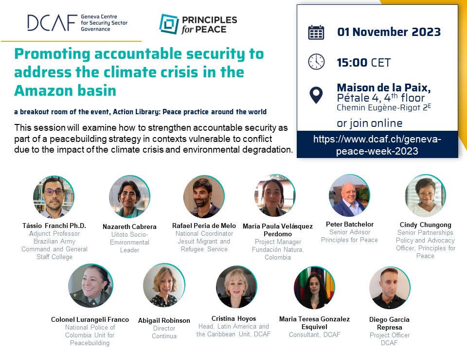 PrinciplesPeace's tweet photo. 🔊Don't miss TODAY's conversation on security, climate change and human security in #Brazil &amp; #Colombia at 15:00! 

More info: https://t.co/Ey9lmTeaAR

#ActionLibrary #CaseStudies #GlobaltoLocal https://t.co/7WtzxlHgW1