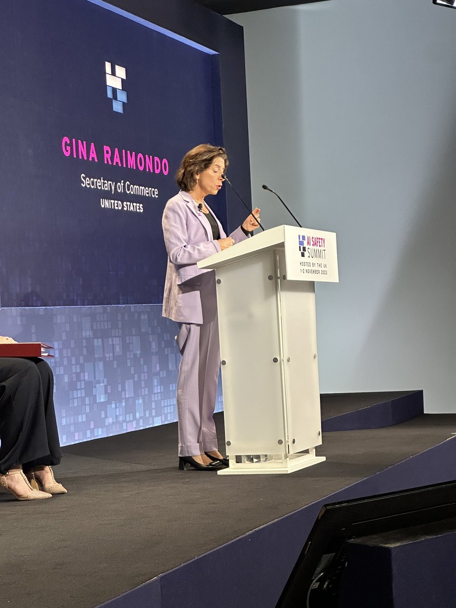 Huge moment to have both Secretary Raimondo of the US and Vice Minister Wu of China speaking about AI safety and governance at the AI Safety Summit