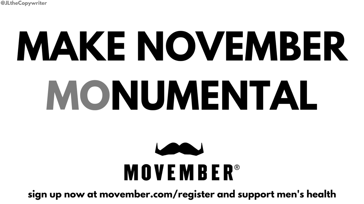 Create posters to encourage people to unite and sign up for <a href="/MovemberUK/">Movember UK</a> by growing a moustache for the month of #Movember. movember.com/register

<a href="/OneMinuteBriefs/">One Minute Briefs ⏱️</a>