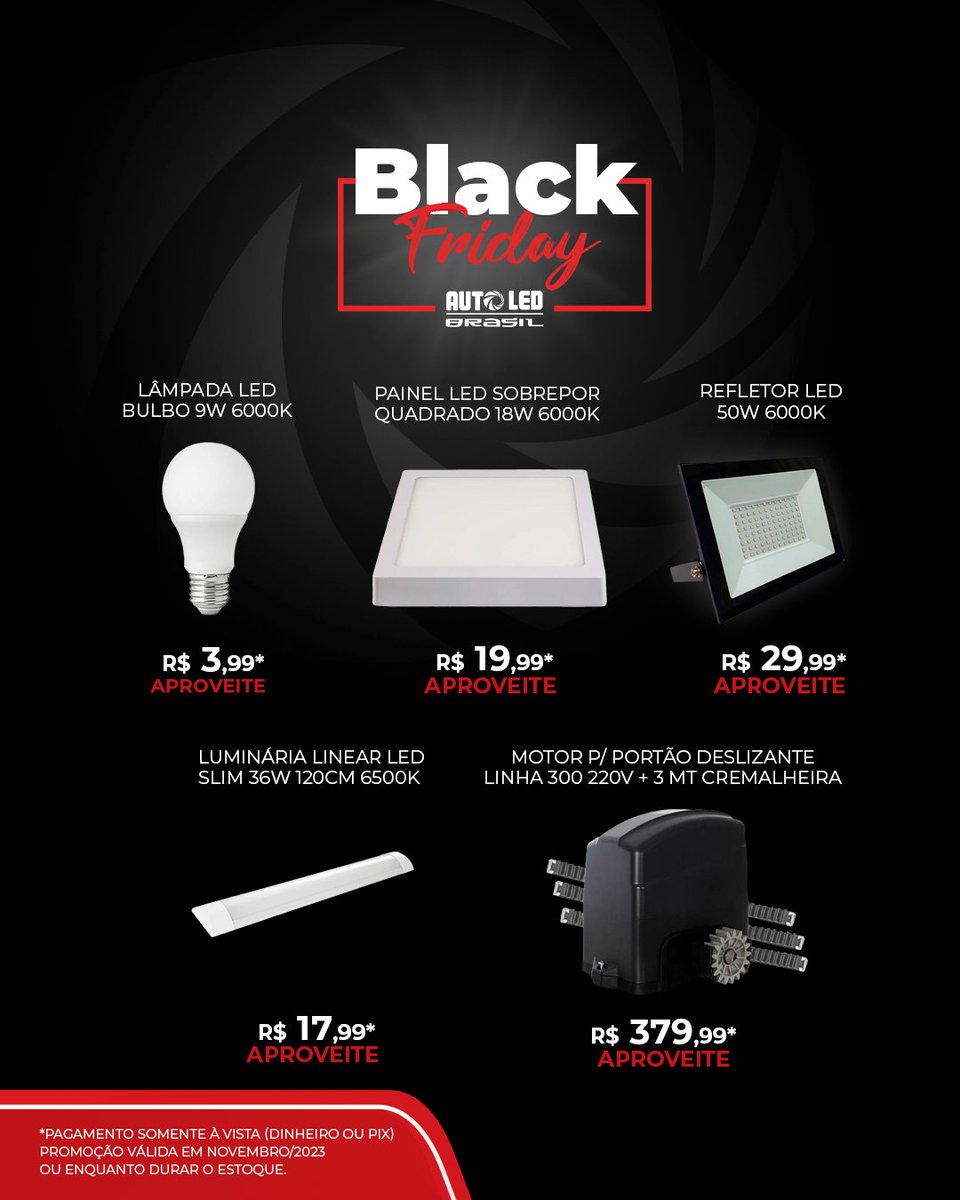 AutoledBrasil's tweet image. A Black Friday CHEGOU!!!
E a Autoled está com os melhores descontos para você.

Mais informações:
📱(12) 3105-6961
📞(12) 3105-6183

#autoled #virtuabrasil #blackfriday #iluminacao #seguranca #desconto