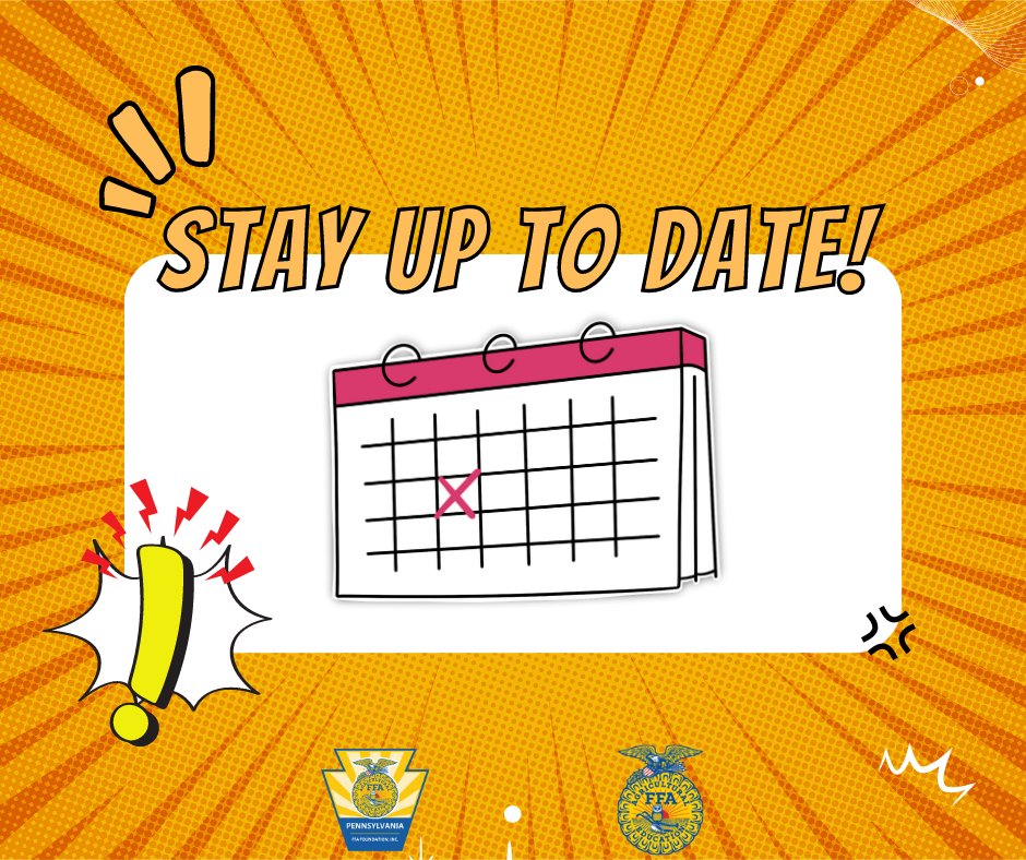 Don't FALL behind! 🍂 
Stay up to date with Pennsylvania FFA! 🗓️

Check out our website calendar at paffa.org/calendar.‼️