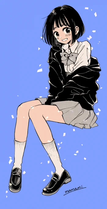 素朴な顔の女の子 #らくがき