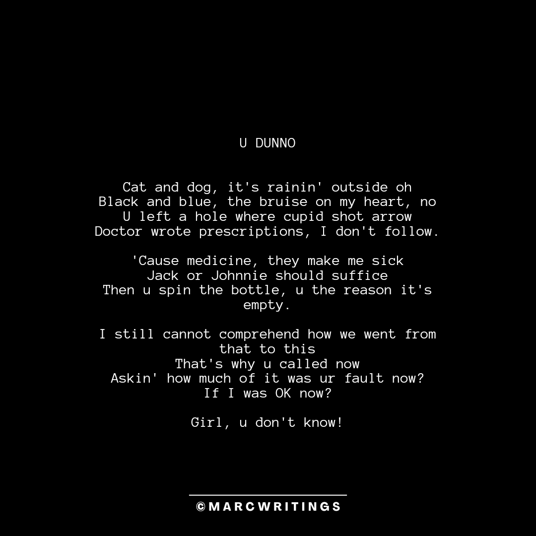 marcwritings's tweet photo. U left a hole where cupid shot arrow 💘💔🩹

See full piece here 👇
https://t.co/3DfLZfLVwE

#marcwritings #udunno #justlyrics #wordpress #twitter #lyricist #songwriter #iwrite #poetry #music #explore #explorepage #viral #viralpost #homepage #trending #marcwrotethis #marcmywords https://t.co/ed6XRb4UW4