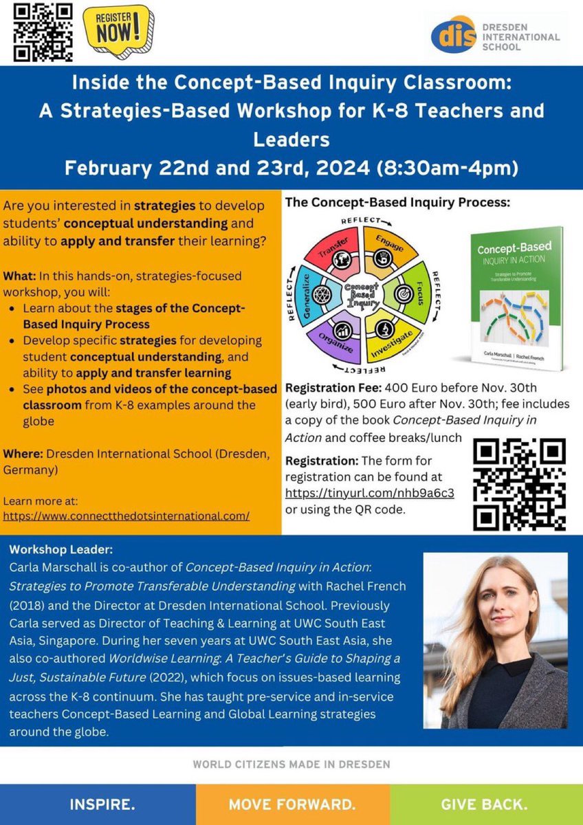 I’m facilitating a 2-day Concept-Based Inquiry workshop on Feb 2024 in Germany! Learn how to support students in developing their own conceptual understandings. Register at: tinyurl.com/nhb9a6c3 #pypchat #mypchat #edchat #conceptbased #cbci
