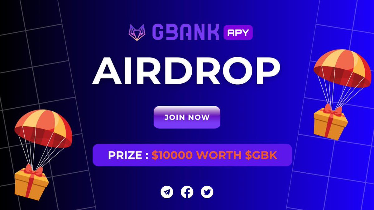 AirdropKingNews's tweet image. New Airdrop: GBANK APY (New)
Reward: 10 GBK tokens
Distribution date: 20 November

🔗Airdrop Link: t.me/GbankAPY_Airdr…

-Complete all tasks of the airdrop
-Submit your BSC wallet address
-Airdrop For all eligible participants

-Top 100 referrals will get $20 worth GBK tokens