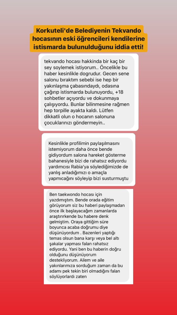 Korkuteli'de Belediyenin Tekvando hocasının eski öğrencileri kendilerine istismarda bulunulduğunu iddia etti!