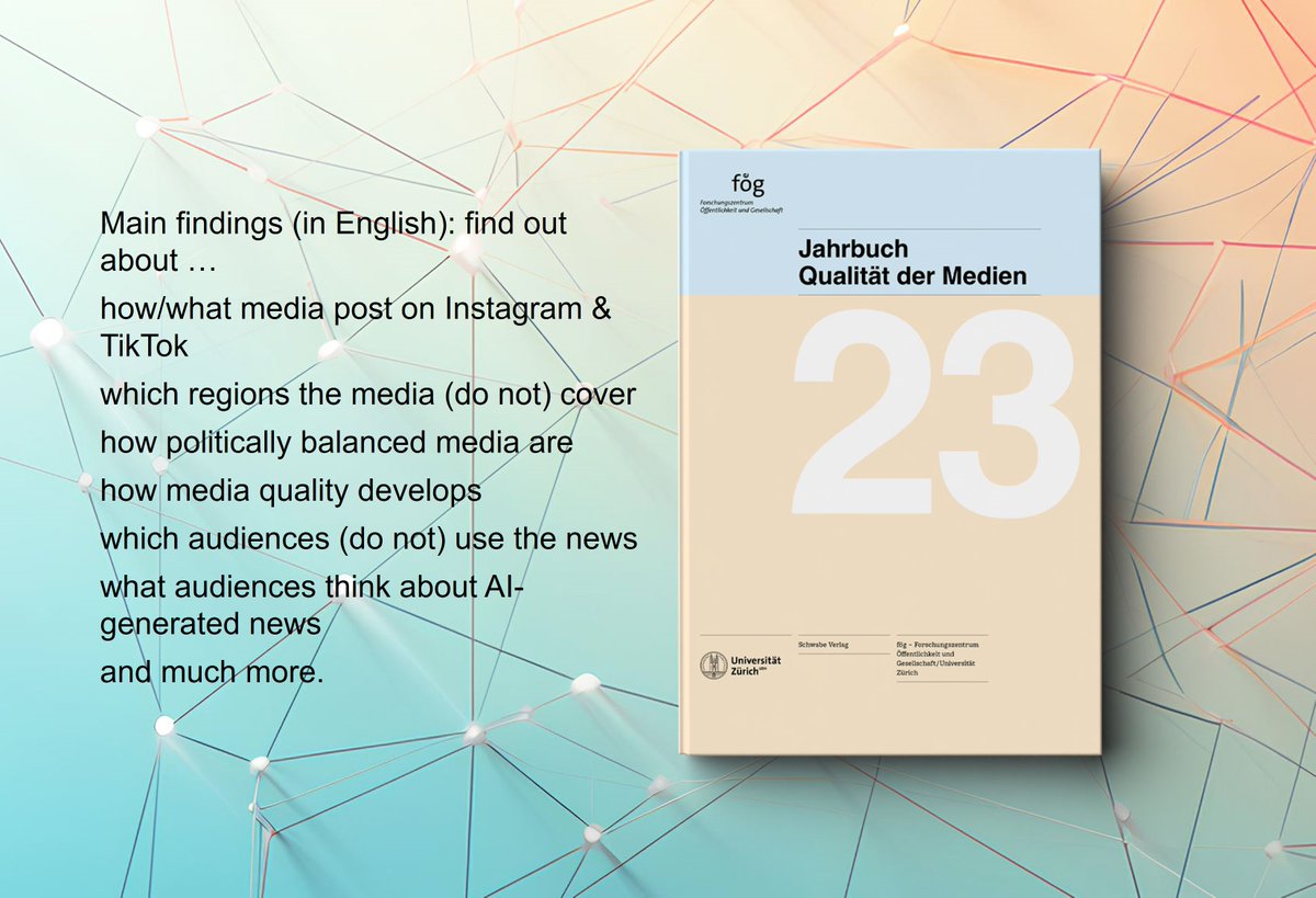 NEW: Yearbook Quality of the Media 2023 Our survey on AI in journalism shows: audiences are skeptical, not willing to pay for AI-generated news, and want transparency. Main findings of the e-book (in English) on fög website Proud of this team work @foegUZH @uzh_ikmz @dcm_unifr