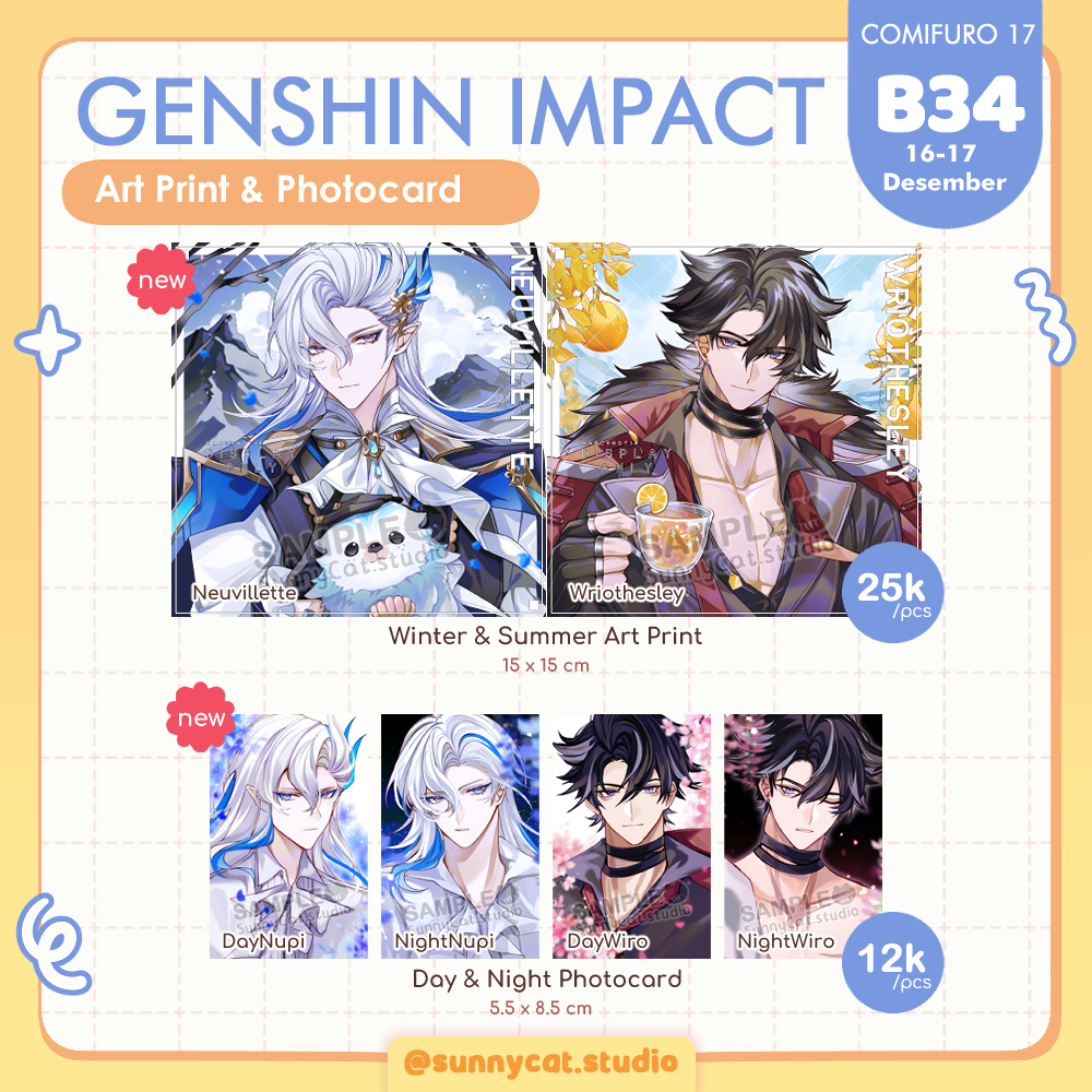 nadhh20's tweet photo. #Comifuro17 #CF17  Open Pre-Order BATCH 2!
Booth: SunnyCat Studio B-34 Day 1-2
🗓️ 1-15 November 2023
🔗 Form PO: https://t.co/cE3bfHAcjY

RT is appreciated! 🥹✨
#Genshinlmpact #HonkaiStarRail https://t.co/9wS6H1CAzq