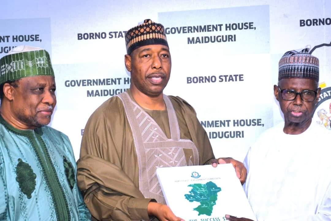 Musa_Yashi's tweet photo. NEDC Board and Management paid a courtesy call on His Excellency,  Prof Babagana Umara Zulum CON ,Executive Governor Borno State at Government House Maiduguri.

Major General Paul Tarfa Rtd, the NEDC Chairman, who led the delegation, expressed gratitude to the  Governor. https://t.co/rL9aSw8AZc