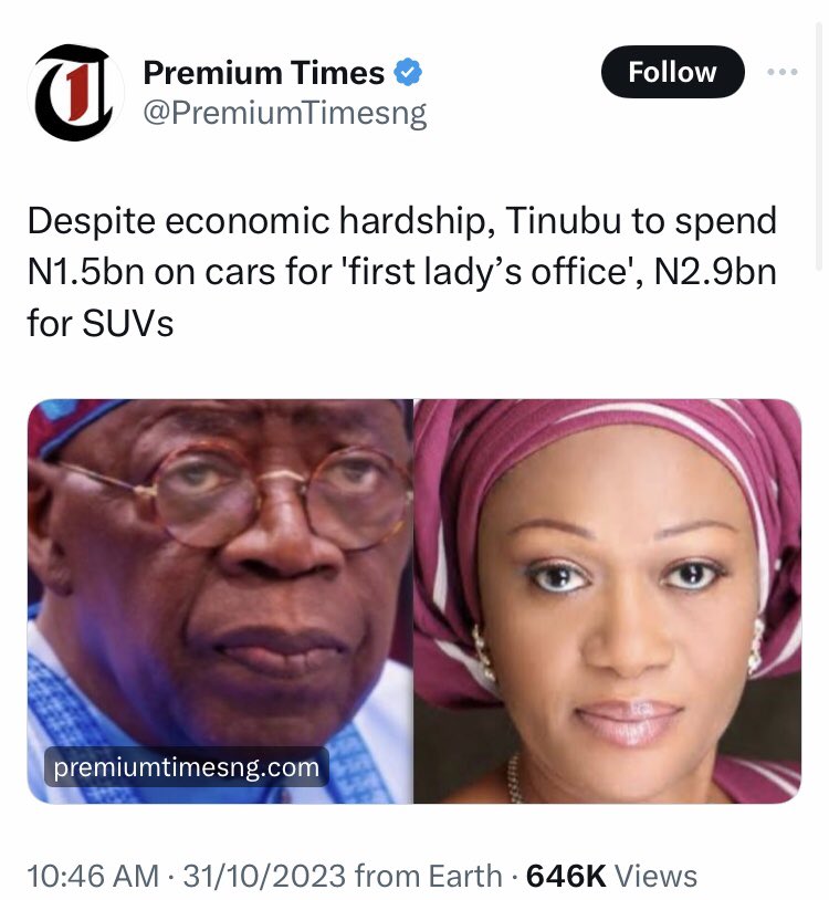 firstladyship's tweet image. Peter Obi will never spend N6.9 billion on buying luxury cars &amp;amp; SUVs for himself &amp;amp; his wife, while families in Nigeria are hungry.

Tinubu has budgeted a whooping N5 billion for his luxurious Presidential yacht, &amp;amp; a mere N5.5 billion for the Student Loan Scheme for the entire…